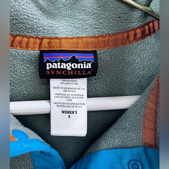 Final Price! Patagonia Women’s Synchilla Snap-T Fleece  Green Blue trim SZ S - Picture 2 of 6